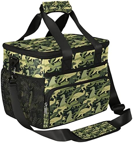 Dinosaur Camo grande lancheira isolada para homens para homens adultos lanche reutilizáveis ​​lanche de vazamento à prova de vazamento