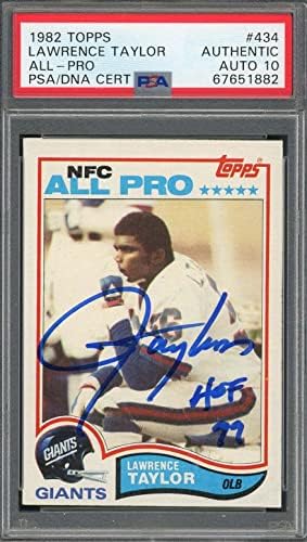 Lawrence Taylor 1982 Topps Football assinou Cartão Rookie Hof 99434 Auto PSA 10 - Futebol cortou cartões de novato