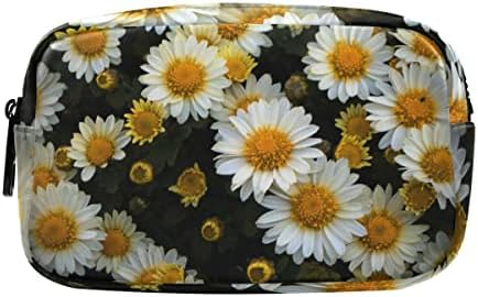 Caixa de lápis de Flores Brancas de Flores Brancas, Bolsa Cosmética Portátil de Bolsa de Lápis de Grande Capacidade, para