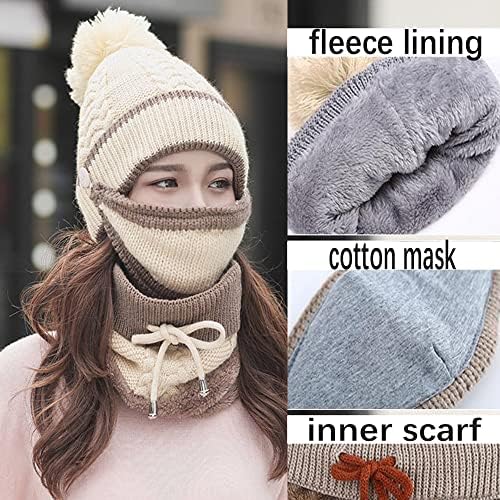Winter Warm elástico Proteção à orelha macia Máscara de lenço de lenço Hat de lã de lã de lã de lã