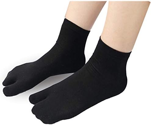 Mulheres sólidas de 2 dedo do dedo do dedo do pé Tabi meias geta tornozelo algodão 5/6 pares