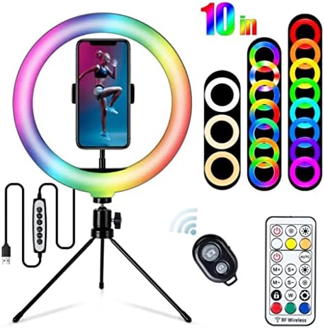 BGZDT 10 polegadas RGB Selfie LED Ring preenche a luz redonda da fotografia redonda Lâmpada com tripé para maquiagem Vídeo ao vivo Luz ao vivo