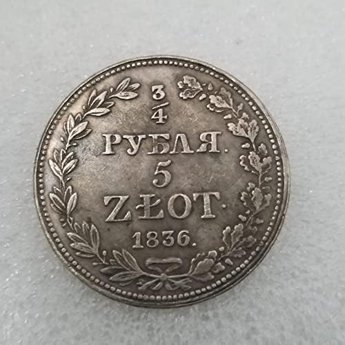 Avcity Antique Handicraft 1836 Brass, banhado a prateado para fazer o velho dólar de prata de prata redondo por atacado Coleção de moedas estrangeiras#2315