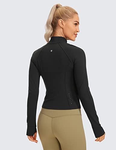 Crz Yoga Butterluxe Womens Cropped Slim Fit Jackets - Jaqueta Full Athletic Full Full Fish com orifícios