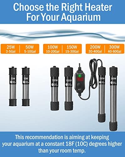 Aquamiracle ajustável 200w Aquecedor de aquário Submersível Aquecedor de tanques de peixes Aquecedor aquário super curto com termostato