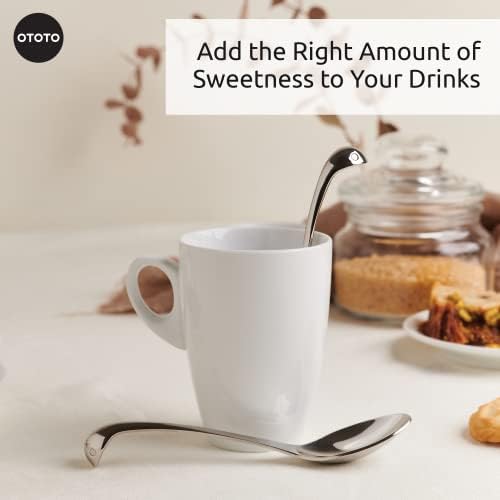 Colher de chá de aço inoxidável OTOTO Sweet Nessie - de alimentos e lava -louças Safe - colher perfeita para chá e café