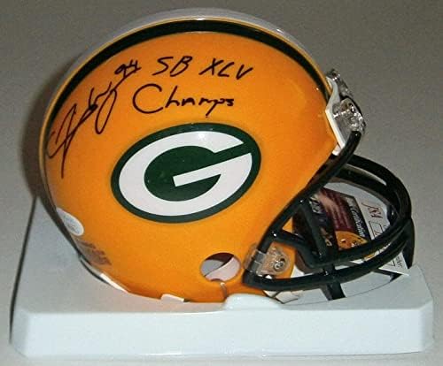 Packers Jarius Wynn assinou mini capacete com SB XLV Champs JSA autografado - capacetes autografados da NFL