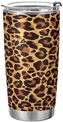 Padrão de leopardo Alaza Repetindo copo com tampas e canudos, copo de copo isolado de aço inoxidável reutilizável, garrafa de água de caneca de caneca de café com café gelado 20oz