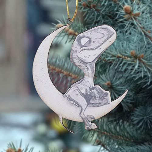 Lua as decorações de ornamentos de madeira no Natal Animais ao ar livre sentado pingente de natal decorado guirlanda ao ar livre