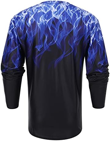 Pullover impresso para homens, Burning Flame Fire Princied moletom de manga comprida T-shirt Top casual