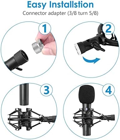 ETOUR Q2U USB/XLR Microfone de choque de microfone com filtro POP, clipe de montagem de choque de suspensão antivibração de microfone