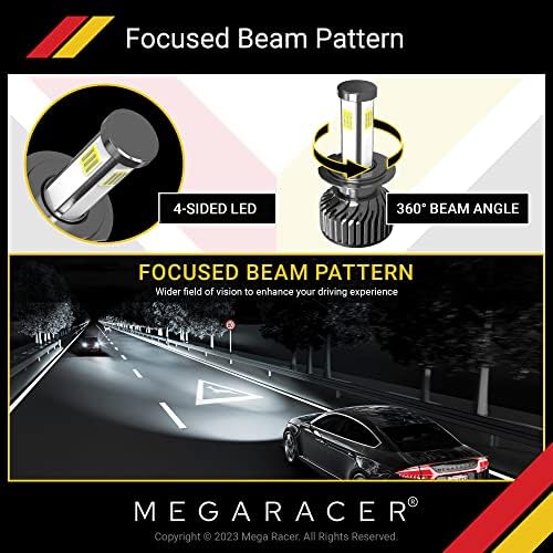 MEGA RACER H7 LED BULS DE FARECTH - 6000K Diamond White, 12V 60W 10000 Lumens, lascas de LED premium, classificação à prova