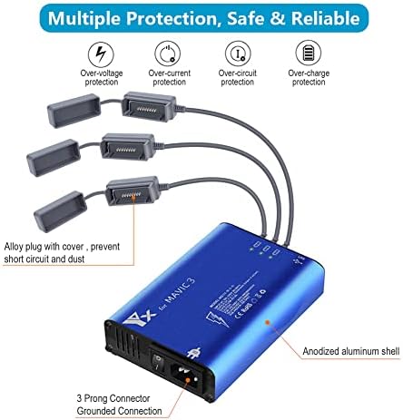 Carregador Mavic 3, 5 em 1 paralelo carregador de bateria múltipla inteligente carregador rápido compatível com Mavic 3 Pro Mavic