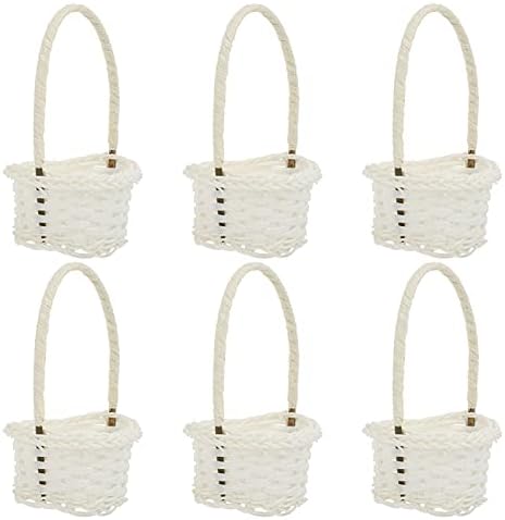 Cesta de talheres de pátio de vime 6pcs cestas de tecido miniaturas com alças Mini cestas de vime de plástico