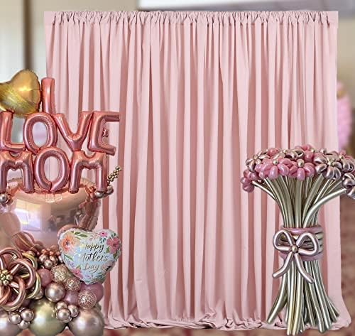 Mokohouse 10ft x 8 pés cenário rosa para festas cortinas de cenário rosa para aniversário de aniversário 2 painéis 5 pés x 8 pés
