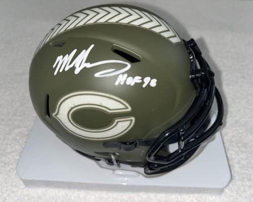 Mike Singetário assinou o Mini Capacete Autografado de Chicago Bears Eclipse com Autenticação Beckett