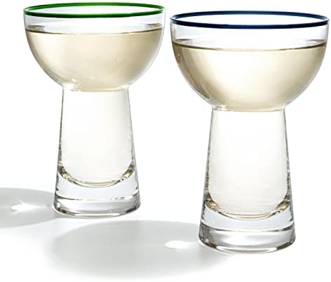 O vinhos Savant Brown Blown Margarita Glass - Luxury Hand soprado Confetti Margarita, Martini e Champagne Glasses Cinco de Mayo, Glass Blown Glass - grande festa