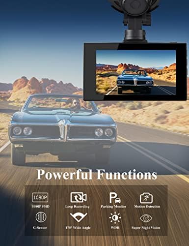 Câmera Milerong Dash para carros, FHD 1080P Mini Dash Cam com Super Night Vision, Cam da câmera portátil, Cam Small Dash com modo de estacionamento, LOOP RECORDING, Detecção de Movimento, WDR, G-Sensor