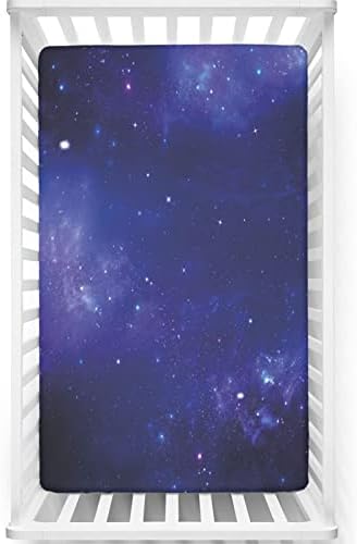 Lençóis mini-berços com tema azul escuro, lençóis portáteis de mini berços de berço lençóis de colchão para meninas para meninos, 24 “x38“, lavanda azul azul escuro