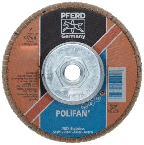 Pferd Polifan PSF Abrasivo Disco, Tipo 27, orifício rosqueado, apoio de resina fenólica, óxido de alumínio, 4-1/2