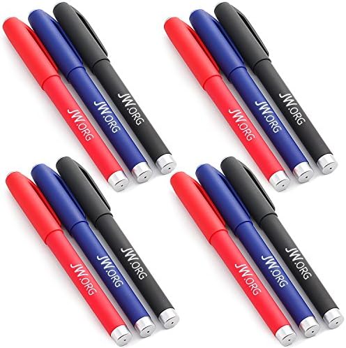Tonos 12 jw.org canetas com JW.org Logo Blue Black Red Exterior Color cada cor 4 canetas de tinta preta -Pack de 12
