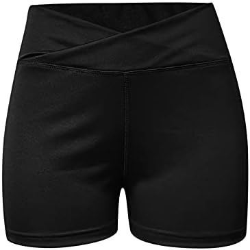 Shorts de mocóder de cintura alta feminina shorts de ioga de cintura cruzada com leggings com leggings com /sem bolso feminino