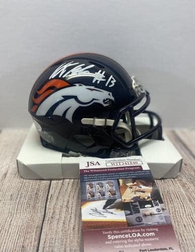 Denver Broncos KJ Hamler assinou Speed ​​Mini Helmet2 JSA COA !!! - Capacetes NFL autografados