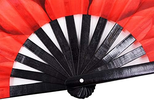 Amajiji grande ventilador dobrável, acessórios para festivais rave para homens/mulheres, chinease/fã de mão japonês de bambu, fã de dança de dança de doel de decoração de performance de performance