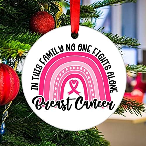 Ninguém luta sozinha câncer de mama rosa arco -íris de cerâmica de natal