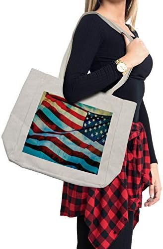 Bolsa de compras da American Flag American, bandeira americana no Wind on Flagpole Memorial Patriotismo Impressão