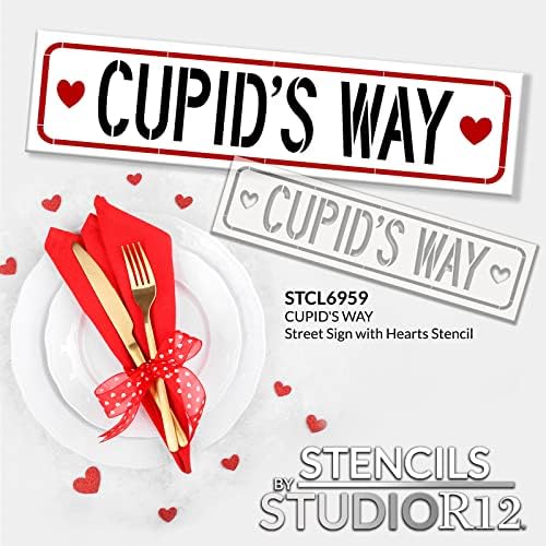 Cupido Way Street Sigil Stisncil with Hearts by Studior12 - Selecione Tamanho - EUA Made - DIY DIA DO Dia dos Namorados Decoração