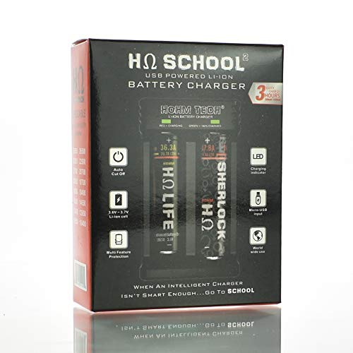 NOVO EM 2019 HOHM TECH HOHM School 2 Bay Portable Battery Charger w/Detectar a bateria Ni-MH Ni-CD A AA AAA SC, Li-Ion 18650 21700