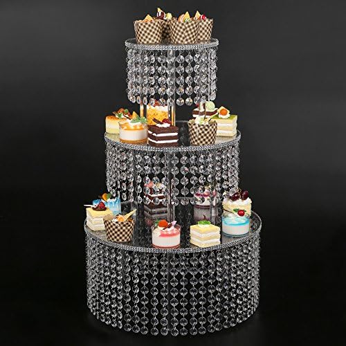 Rack de torre de exibição de bolo premium - suporte para festas para suprimentos de buffet para um chá de bebê, festa de aniversário, chuveiro de noiva ou casamento 4, feito com arílico de alta clareza