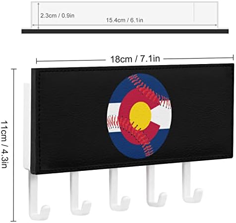 Cabides de organizador de gancho de entrada de beisebol da bandeira do Colorado com 5 ganchos montados na parede porta