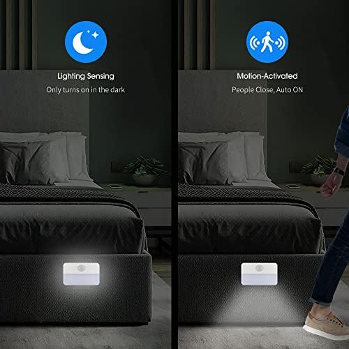 Sixdefly Motion Sensor Light, Luz noturna sem fio, AAA alimentada por bateria, segura, portátil, fácil de instalar para lâmpadas de