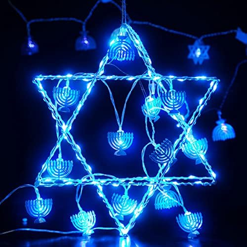Hiboom chanukah Menorah String Lights, 5 pés 10 LED Hanukkah Decorativo String 2AA Bateria, Hanukkah Luzes de cordas LED para judeus chanukah, sinagoga, decoração da festa de casamento do judaísmo, decoração de festa de casamento