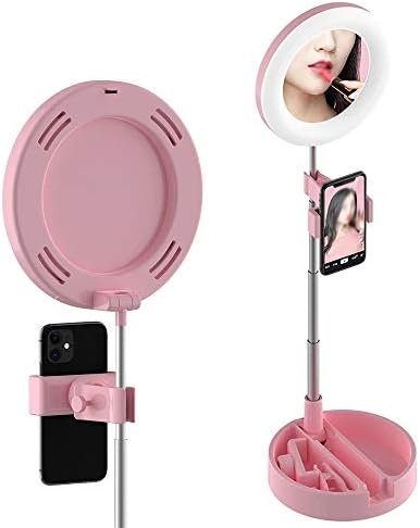 Luminária de lâmpada de lâmpada de 6 polegadas de 6 polegadas 64 Lâmpada USB de desktop diminuído com suporte de telefone espelhado para o suporte para maquiagem selfie