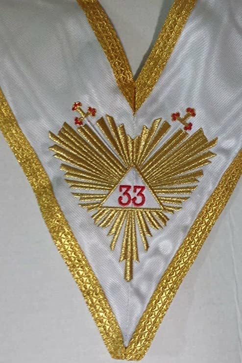 Regalia maçônica Free Mason de 33 graus rito escocês 33º grau Avental de asa e colarinho bordado à mão