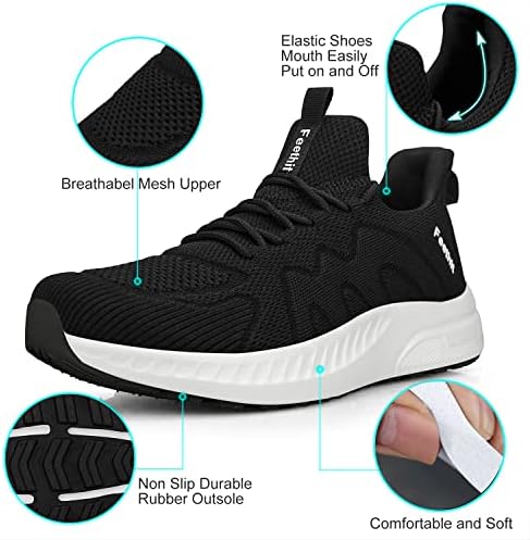 Feethit Mens non Slip Slip Walkers Sneakers Lightweight Breathable Shoes On Running Shoes Athletic Gym Tennis Shoes