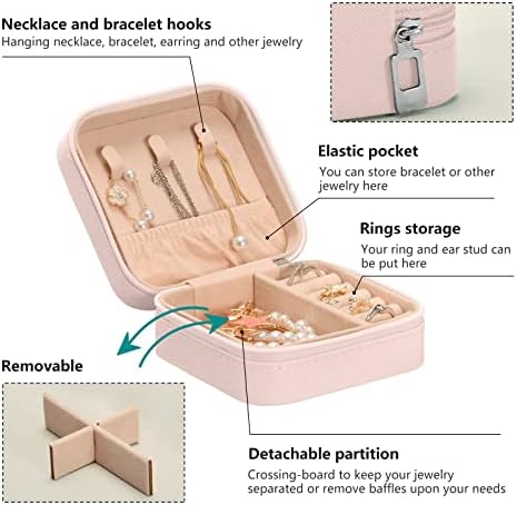 Umbiriko Flowers Floral Travel Jewelry Box for Women, Organizador de jóias de couro PU, caixas de armazenamento de caixa para brincos, anéis, colares, rosa 4 x 4 20823438