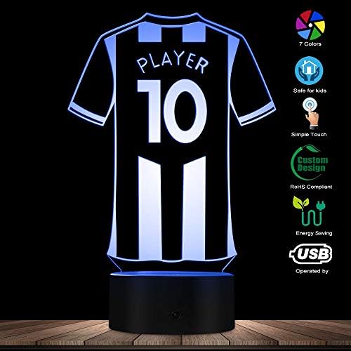 The Geeky Days 3D Jersey de futebol personalizada LEITO NOITE ADENHO SEU NOME SEU Número Futebol Use Lâmpada de mesa criativa Luminagem decorativa para um presente de hobby esportivo