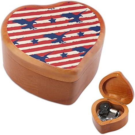 American Eagle Pattern Wood Music Box Vintage Musical Box Presente para o Dia dos Namorados de Natal