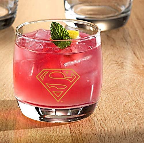 Superman Whisky Glasses - 10 oz. Capacidade - Conjunto de 2 óculos - base resistente