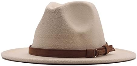 Classic Women Wide Brim Brip Fluppy Hat Hat Men's Dress Hats Fedora Panamá com fivela de cinto de leopardo