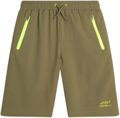 Shorts ativos dos meninos de Eddie Bauer - shorts atléticos secos rápidos - shorts de desempenho de malha híbrida para meninos