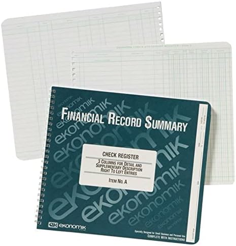 Registro de cheques/depósito Ekonomik, 10 em x 8 3/4 pol. Pacote de quatro
