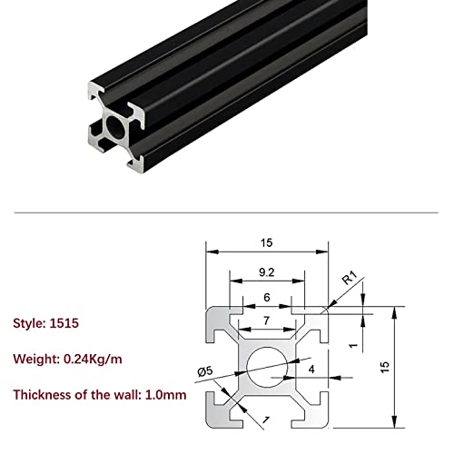 MSSOOMM 10 PACK 1515 Comprimento do perfil de extrusão de alumínio 66,14 polegadas / 1680mm preto, 15 x 15mm 15 Série T Tipo t-slot t-slot European Standard Extrusions Perfis Linear Linear Guide Frame para CNC