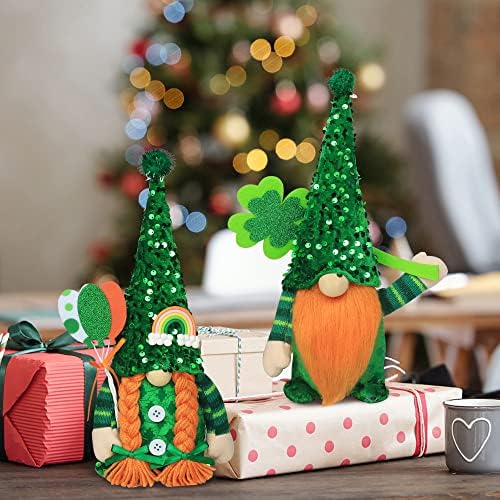 Decorações Gnome do Dia de São Patrício, 2 pacote de pacote artesanal Mr e Sra.