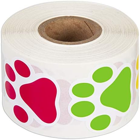 Paw imprime adesivos de animais- 500 rótulos de 1,5 , impressões de pata para cães para crianças, festas, veterinários, canis e correspondência. Feito nos EUA por Kenco