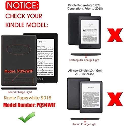 Felizmente, caso do Kindle Paperwhite 10th Gen / 10 Generation 2018 Lançamento - Luve Slim Light Smart Capa com Sono Sleep Automóvel